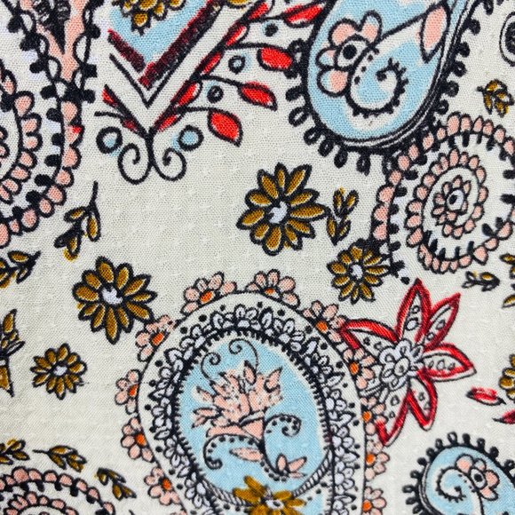 Boho Paisley Print Front Tie Beach Cover Up Top - Picture 5 of 12